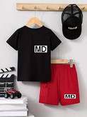 ست تی شرت و شلوارک راحتی زنانه نخی طرح MD برند NEW LOOK