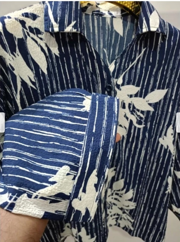 شومیز باکسی پارچه ینزی طرح گل گچی
